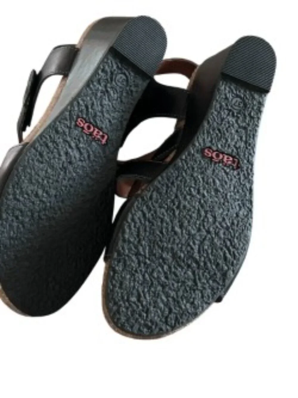 Taos Footwear Wizard Black Leather Wedge Sandal 37